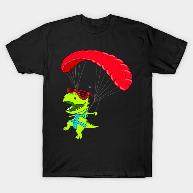 Funny Paragliding Dinosaur Paraglider T-Shirt by Foxxy Merch